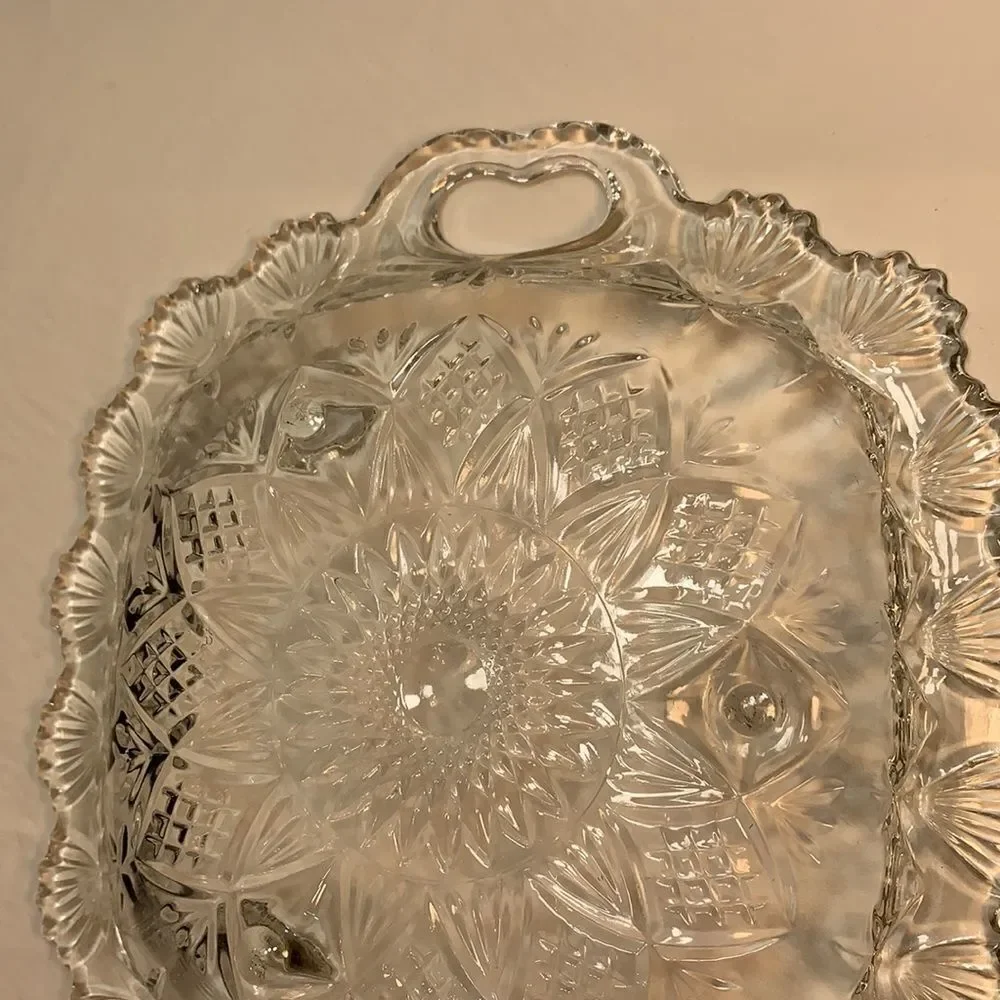 Pasari Vintage Crystal Cut Glass Square Candy Dish
